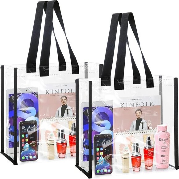 2-Pack Stadium Approved Clear Tote Bag, 12x12x6 Clear Lunch Bag, Perfect for Wor - Picture 1 of 8